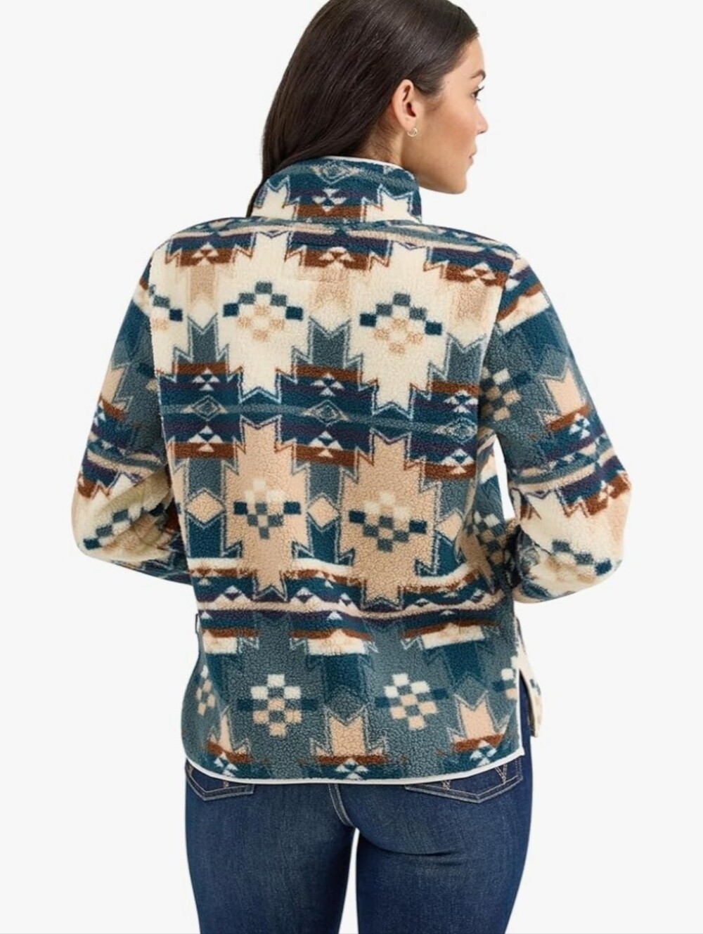 Wrangler Dusty Blue Retro Quarter Zip Sherpa Women's Pullover Jacket Size Large - Picture 16 of 16